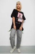 Футболка женская с принтом, цвет черный, 244R4011 - фото № 1