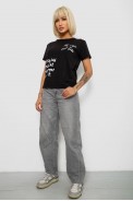 Футболка женская с принтом, цвет черный, 244R1022 - фото № 1