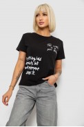 Футболка женская с принтом, цвет черный, 244R1022 - фото № 2