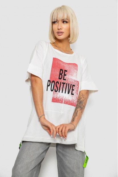 Футболка жіноча з принтом, колір білий, 244R4011