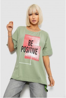 Футболка жіноча з принтом, колір оливковий, 244R4011