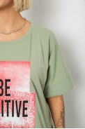 Футболка женская с принтом, цвет оливковый, 244R4011 - фото № 4