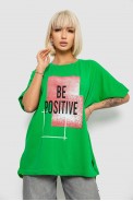 Футболка жіноча з принтом, колір зелений, 244R4011 - фото № 0