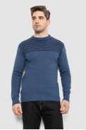 Свитер мужской в полоску, цвет джинс, 161R1029 - фото № 0