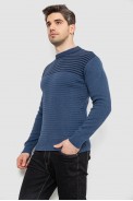 Свитер мужской в полоску, цвет джинс, 161R1029 - фото № 2