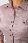 Рубашка классическая в полоску, цвет пудровый, 230R645 - фото № 4
