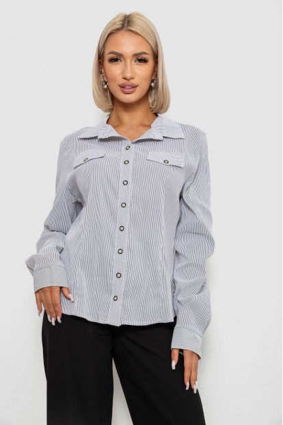 Сорочка класична в смужку  -уцінка, колір сіро-білий, 230R641-1-U-2