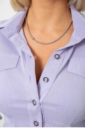 Рубашка классическая в полоску  -уценка, цвет сиреневый, 230R641-5-U-45 - фото № 4