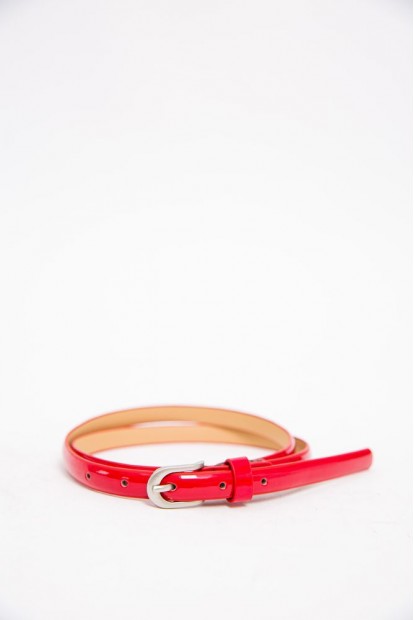 Женский лаковый ремешок красно-серебристого цвета 196R1010W31
