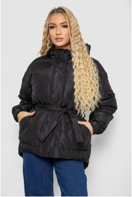 Куртка женская демисезонная с поясом  -уценка, цвет черный, 207R2023-U-1