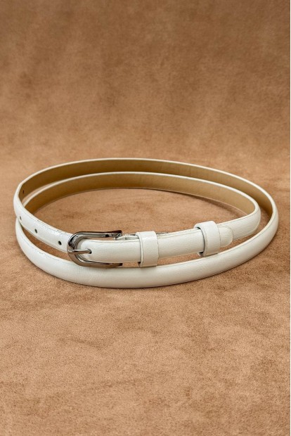 Ремінь жіночий лаковий, колір білий, 196R1010W31