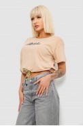 Футболка женская с принтом, цвет бежевый, 244R2306 - фото № 2