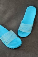 Шлепанцы женские с аппликацией, цвет голубой, 243R5030-213A - фото № 0