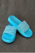 Шлепанцы женские с аппликацией, цвет голубой, 243R5030-213A - фото № 2