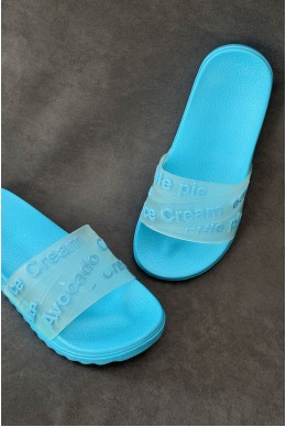 Шльопанці жіночі з аплікацією, колір блакитний, 243R5030-213A