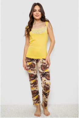 Піжама жіноча з принтом  -уцінка, колір жовтий, 243R1484-029-U-1