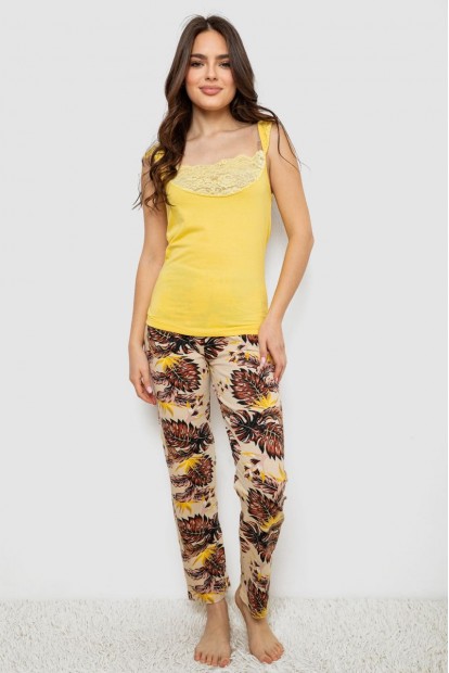 Піжама жіноча з принтом  -уцінка, колір жовтий, 243R1484-029-U-1