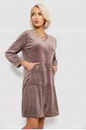 Халат жіночий велюровий на блискавці, колір мокко, 257R1022 - фото № 2