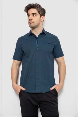 Мужская рубашка с принтом, цвет темно-синий, 186R7022