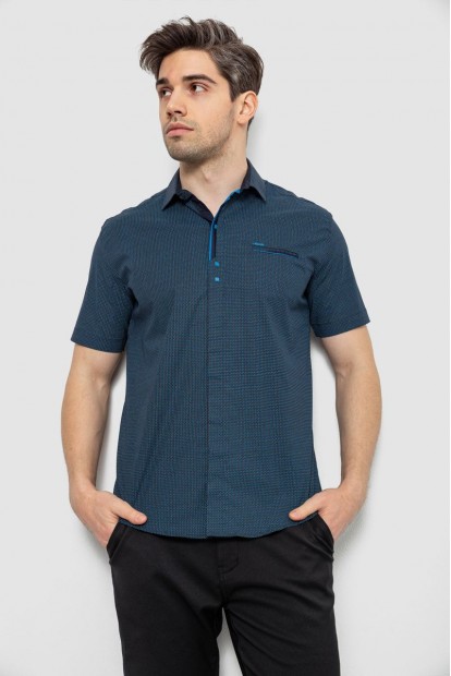 Мужская рубашка с принтом, цвет темно-синий, 186R7022