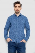 Рубашка мужская однотонная с принтом, цвет джинс, 186R2115 - фото № 0