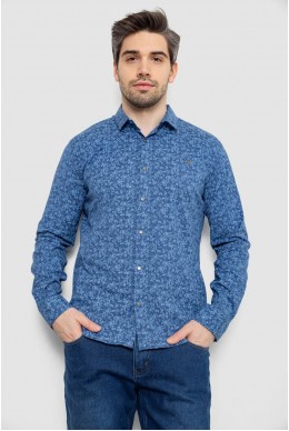 Рубашка мужская однотонная с принтом, цвет джинс, 186R2115