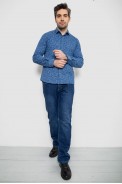 Рубашка мужская однотонная с принтом, цвет джинс, 186R2115 - фото № 1