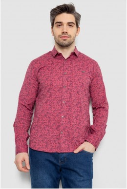 Рубашка мужская однотонная с принтом, цвет сливовый, 186R2115