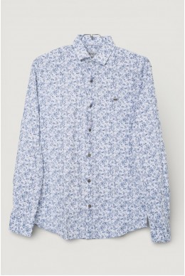 Рубашка мужская однотонная с принтом, цвет белый, 186R2115