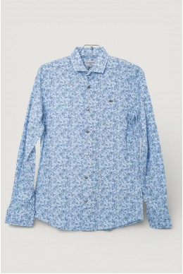 Рубашка мужская однотонная с принтом, цвет голубой, 186R2115