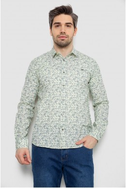 Рубашка мужская однотонная с принтом, цвет желтый, 186R2115