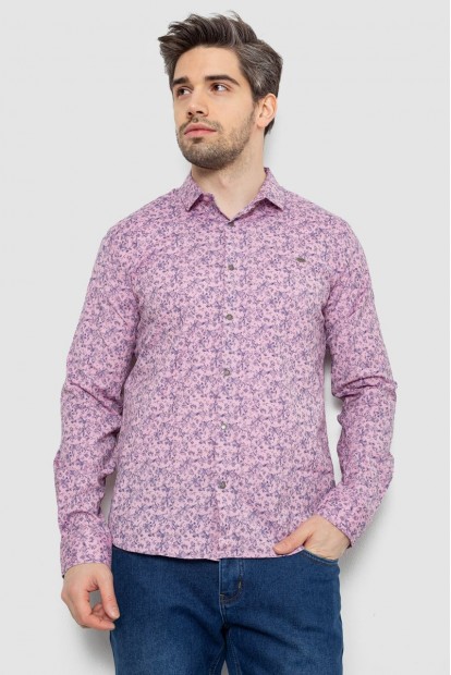 Сорочка чоловіча однотонна з принтом, колір бузковий, 186R2115