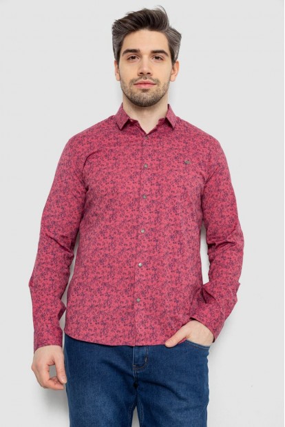 Рубашка мужская однотонная с принтом, цвет сиреневый, 186R2115