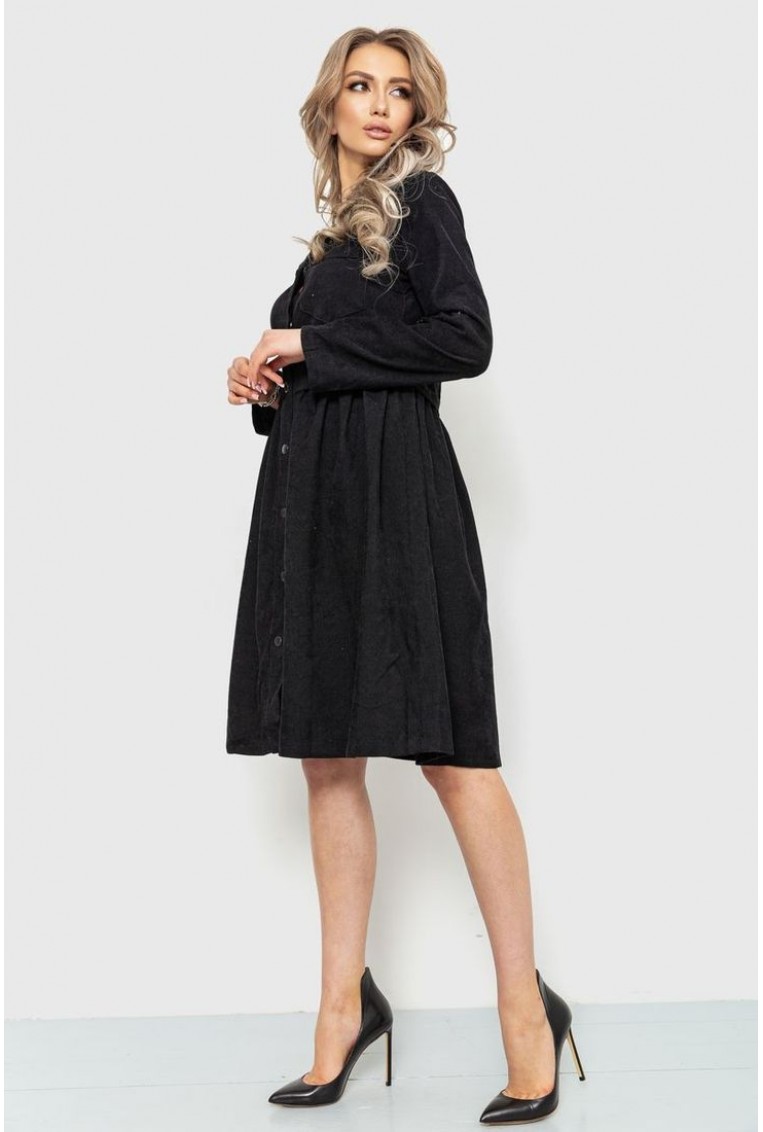 Купити Сукня вельветова, колір чорний, 230R020 - Фото №3