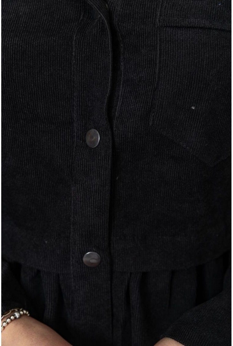 Купити Сукня вельветова, колір чорний, 230R020 - Фото №5
