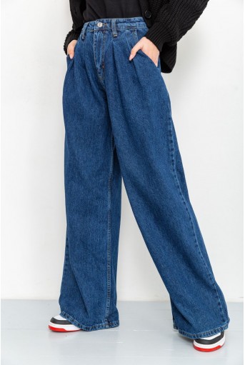 Купити Джинси жіночі широкі, колір синій, 164R305-1 - Фото №3
