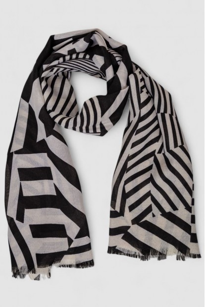 Шарф женский двухцветный, цвет черно-молочный, 186R100