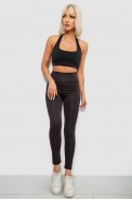 Лосини жіночі однотонні з принтом, колір чорний, 214R924 оптом - фото № 1