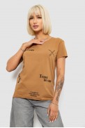 Футболка женская с принтом, цвет коричневый, 244R2214-5 - фото № 0