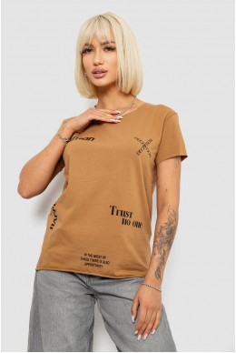 Футболка женская с принтом, цвет коричневый, 244R2214-5