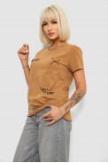Футболка женская с принтом, цвет коричневый, 244R2214-5 - фото № 2