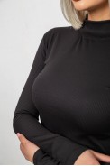 Гольф жіночий однотонний в рубчик, колір чорний, 214R332 - фото № 4
