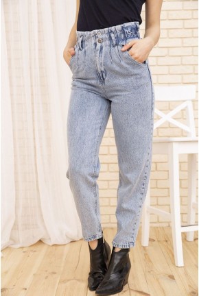 Голубые женские джинсы Paperbag на резинке 154R16943