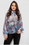 Блуза женская с принтом шифоновая, цвет голубой, 230R1502-4 - фото № 0