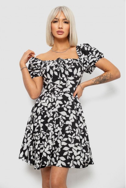 Платье женское с принтом софт, цвет черный, 257R811-2