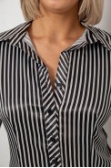 Сорочка класична в смужку  -уцінка, колір чорно-білий, 230R64-3-U-24 оптом - фото № 4
