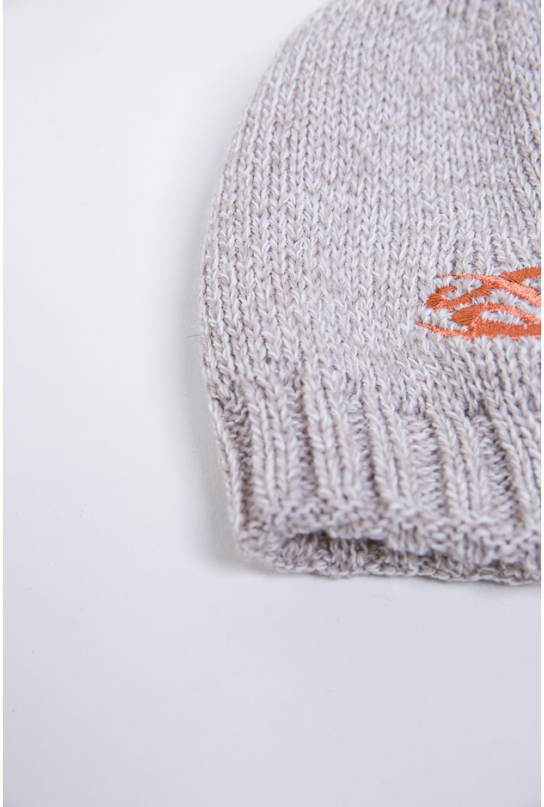 Купити Дитяча шапка, бежево-теракотового кольору з вишивкою, 167R7778-1 - Фото №2