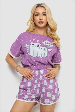 Пижама женская с принтом, цвет фиолетовый, 243R15236