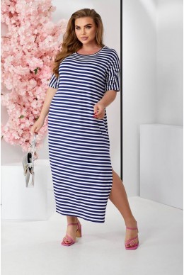 Платье повседневнее в полоску, цвет сине-белый, 257R130-5