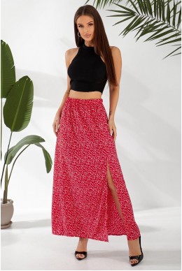 Спідниця софт однотонна в горошок, колір червоний, 257R11-1